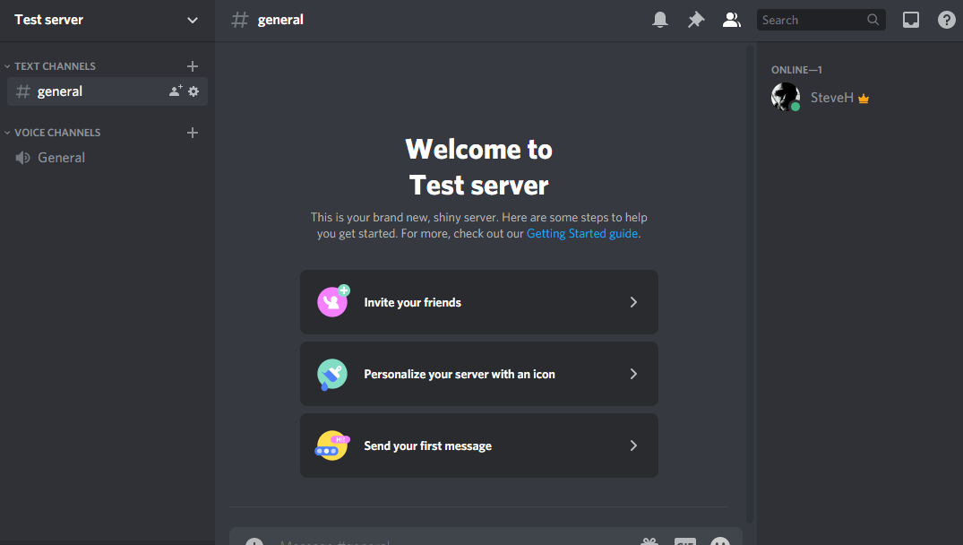 Discord test server message