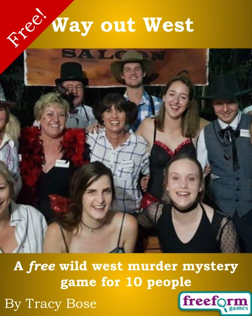 Cover to the free version of our Way out West murder mystery game