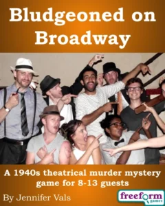 Cover to Bludgeoned on Broadway, a theatrical murder mystery game.