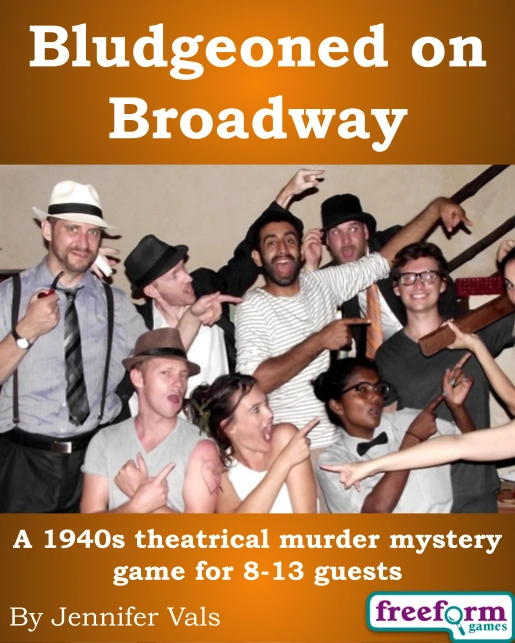 Cover to Bludgeoned on Broadway, a murder mystery game