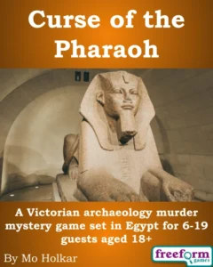 Cover to Curse of the Pharaoh, a murder mystery game.