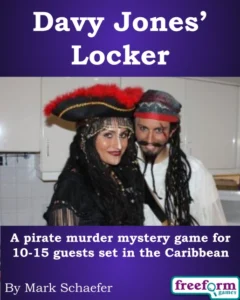 Cover to Davy Jones' Locker, a pirate-themed murder mystery game.