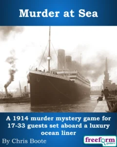 Cover to the Murder at Sea murder mystery game.