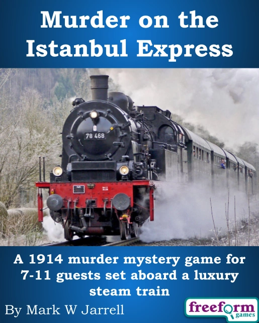 Cover to Murder on the Istanbul Express, a murder mystery game