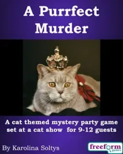 Cover to A Purrfect Murder, a cat-themed murder mystery game.