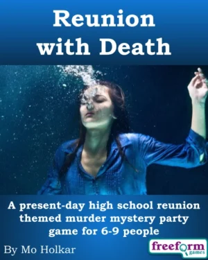 Cover to Reunion with Death, a murder mystery game