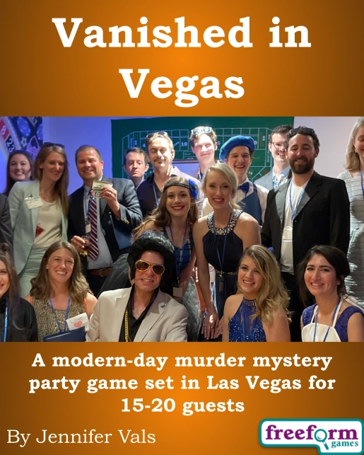 Cover to Vanished in Vegas, a murder mystery game