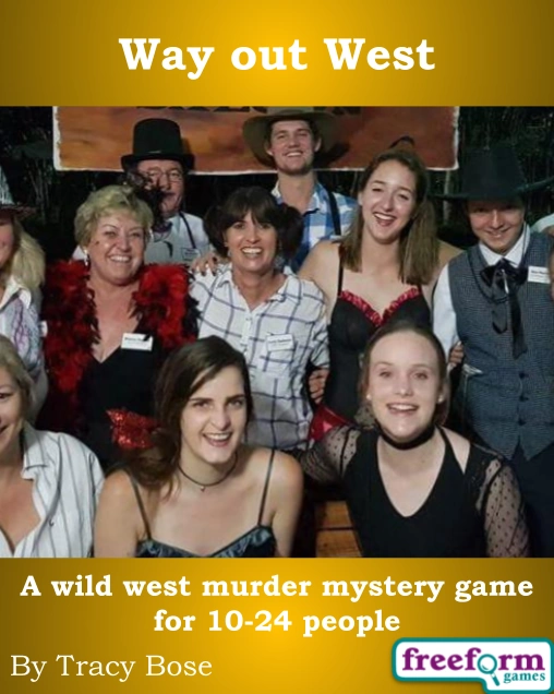 Cover to Way out West, a murder mystery game