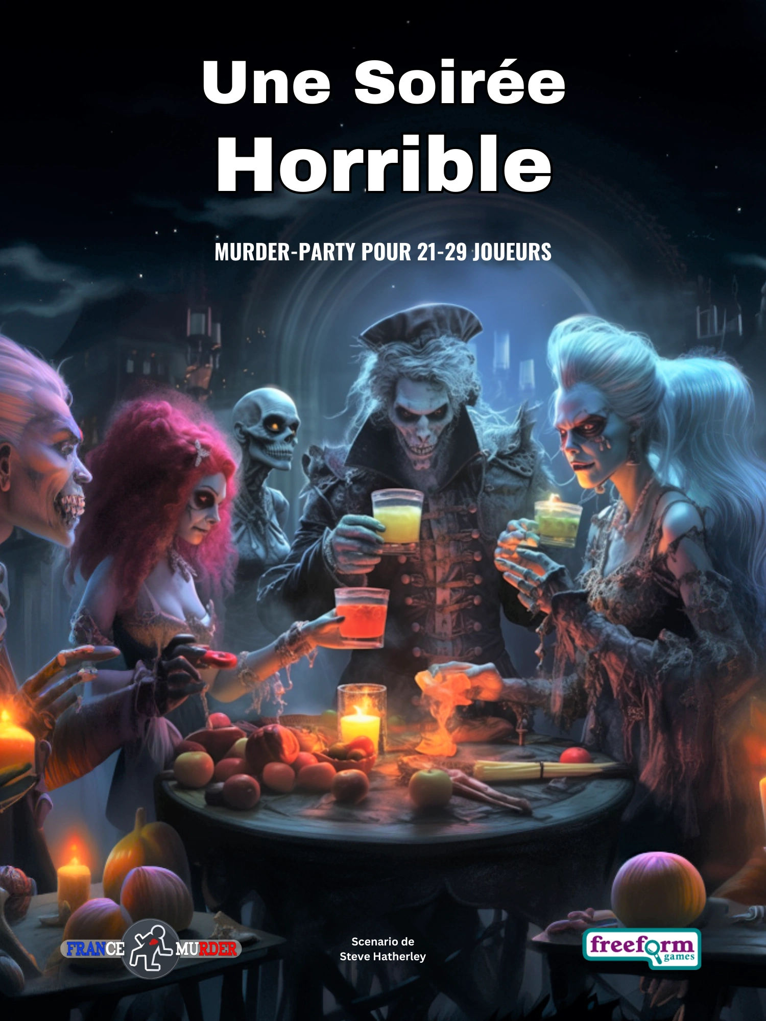 Cover to Une Soirée Horrible, a French murder mystery game