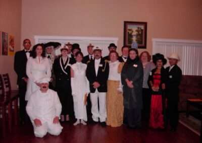 Group photo of people in costume playing our Murder at Sea murder mystery game.